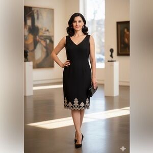 Vintage embroidered hem dress size‎ 14 by positive attitude Vintage black